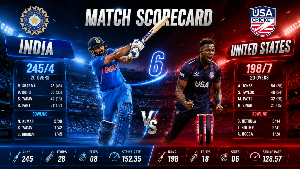 India National Cricket Team Vs United States National Cricket Team Match Scorecard