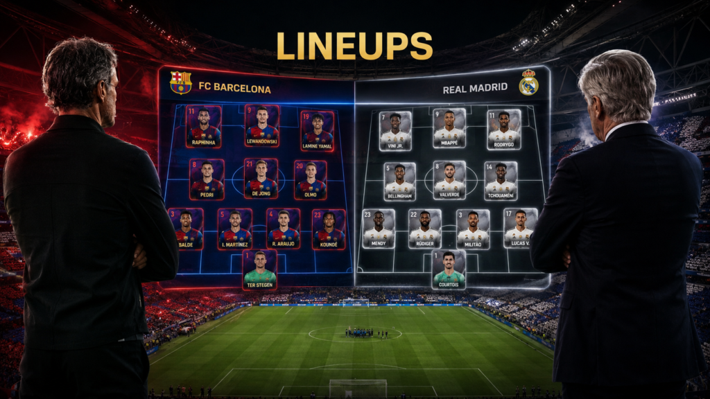 FC Barcelona vs Real Madrid Lineups