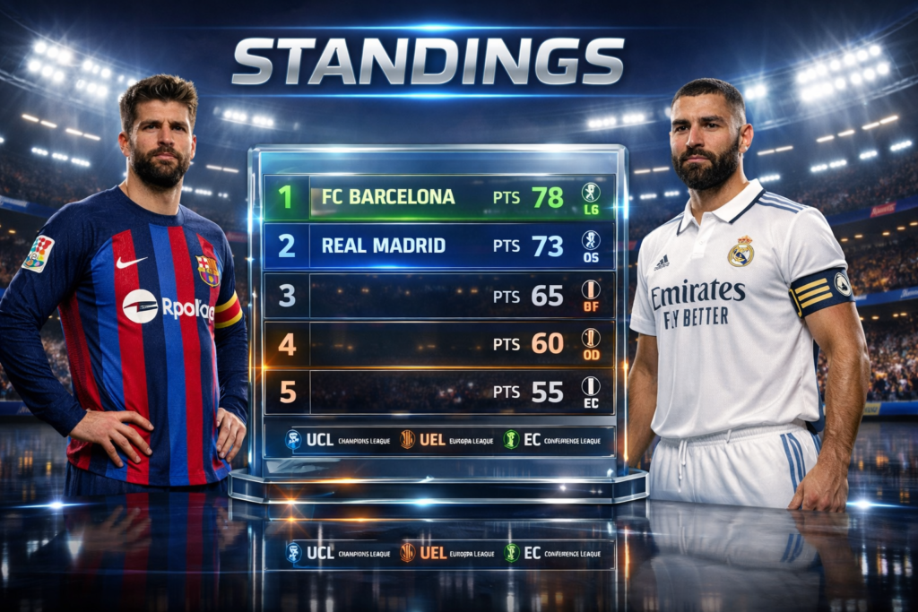 FC Barcelona Vs Real Madrid Standings