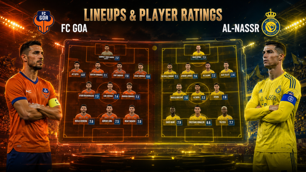 FC Goa Vs Al-Nassr Lineups & Player Ratings