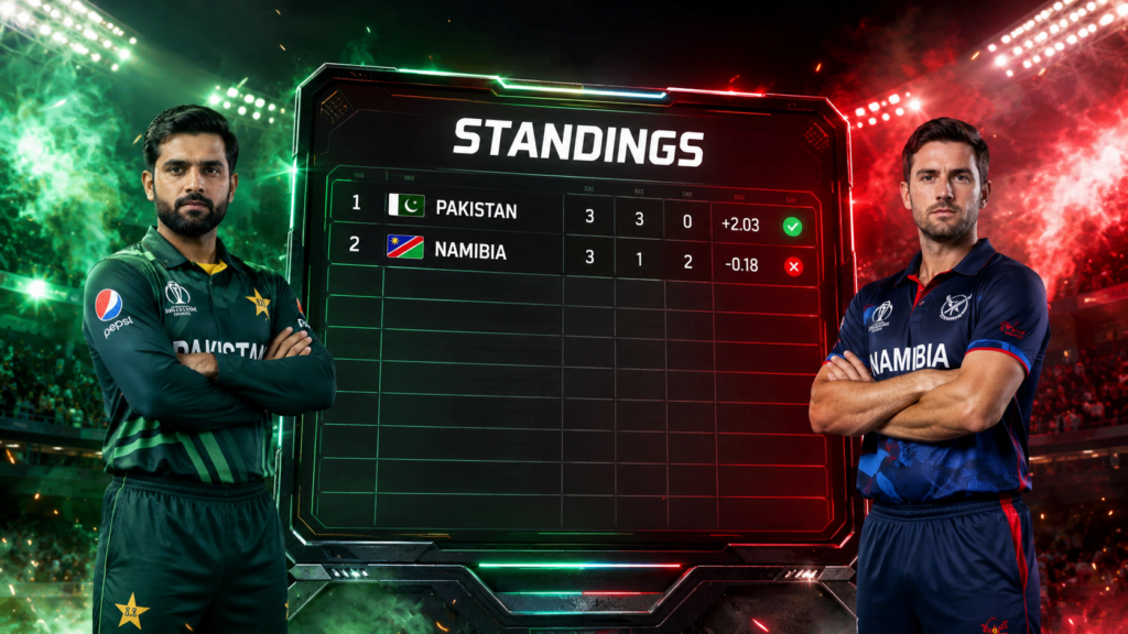 Pakistan National Cricket Team Vs Namibia National Cricket Team Standings