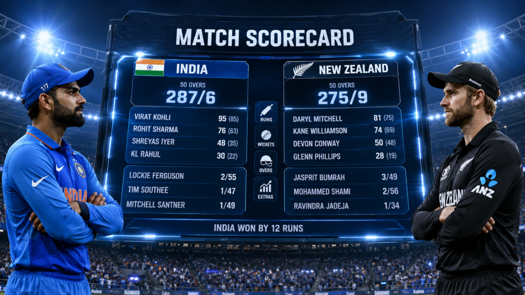 India National Cricket Team Vs New Zealand National Cricket Team Match Scorecard
